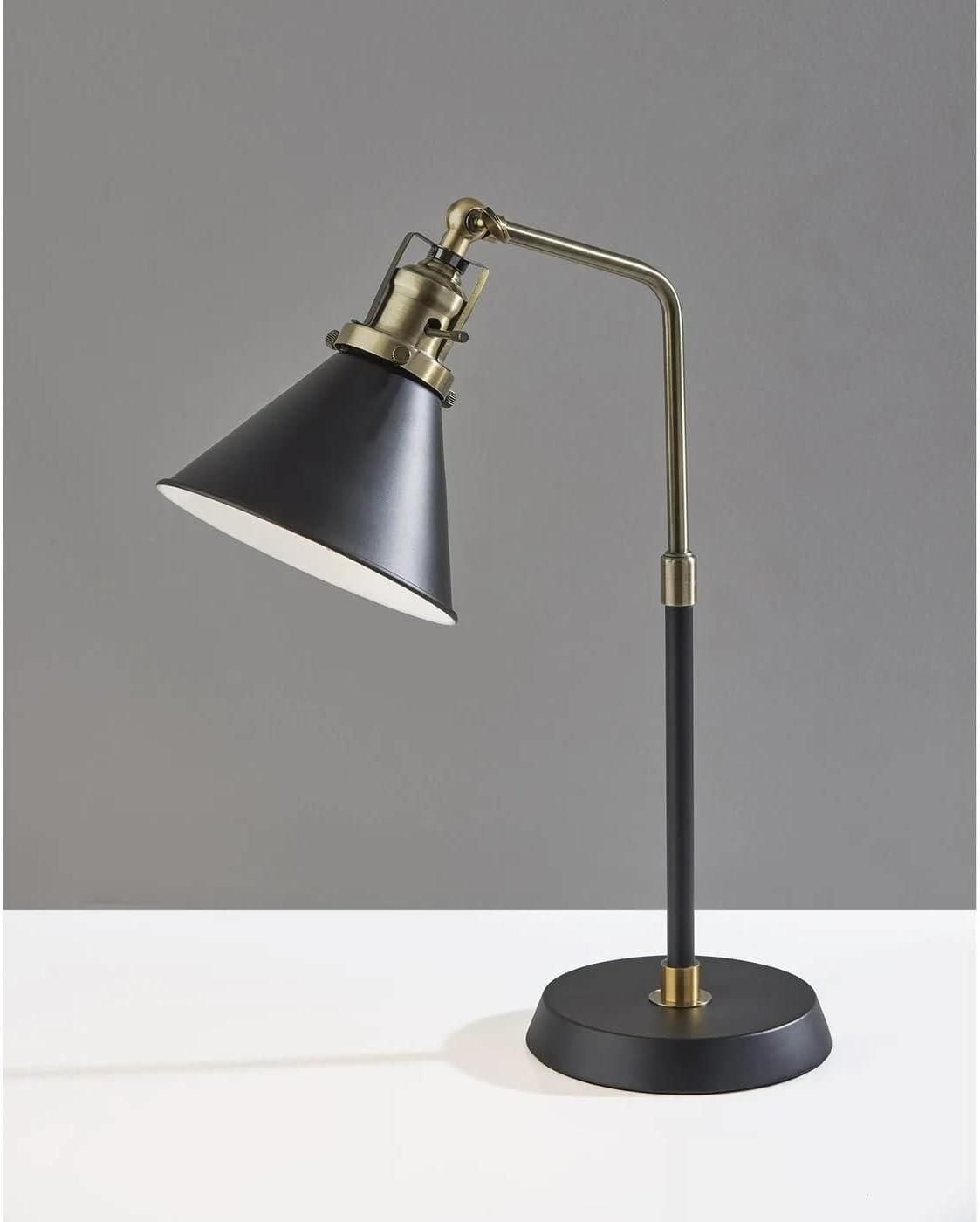 Simplee Adesso Arthur Desk Lamp Black & Antique Brass Metal