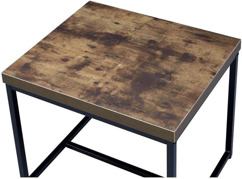 Contemporary Style Rectangular Wood and Metal End Table Brown and Black - Saltoro Sherpi