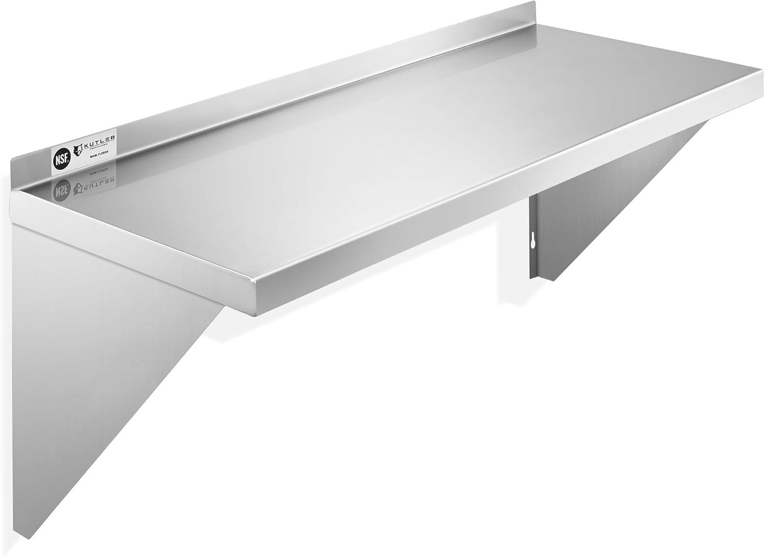 KUTLER Stainless Steel Shelf - NSF Commercial Wall Shelving