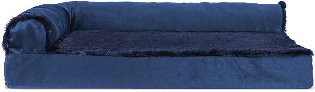 FurHaven Plush & Velvet Deluxe L-Chaise Orthopedic Pet Bed