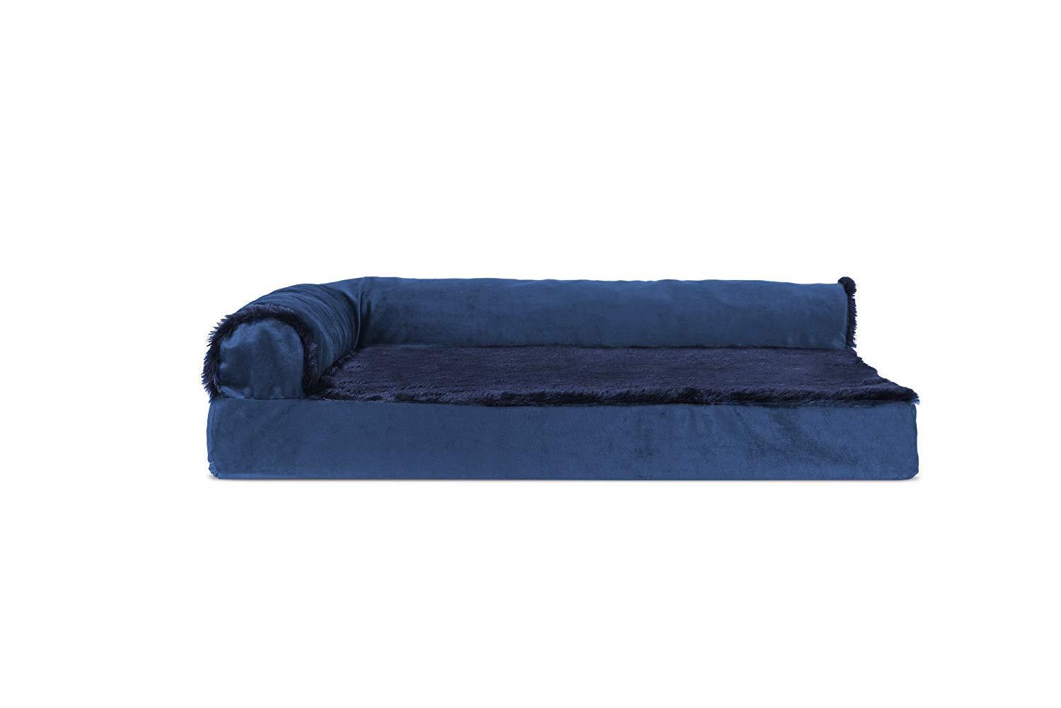 FurHaven Plush & Velvet Deluxe L-Chaise Orthopedic Pet Bed