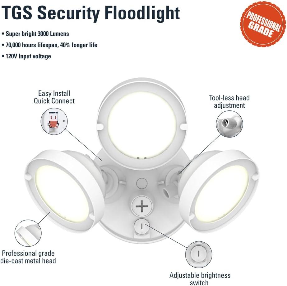 Halo Lumen Selectable White Triple Head LED Floodlight Fixture TGS3S403FRRW