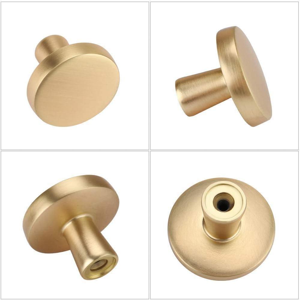 Brushed Brass Round Knurled Cabinet Knob Set