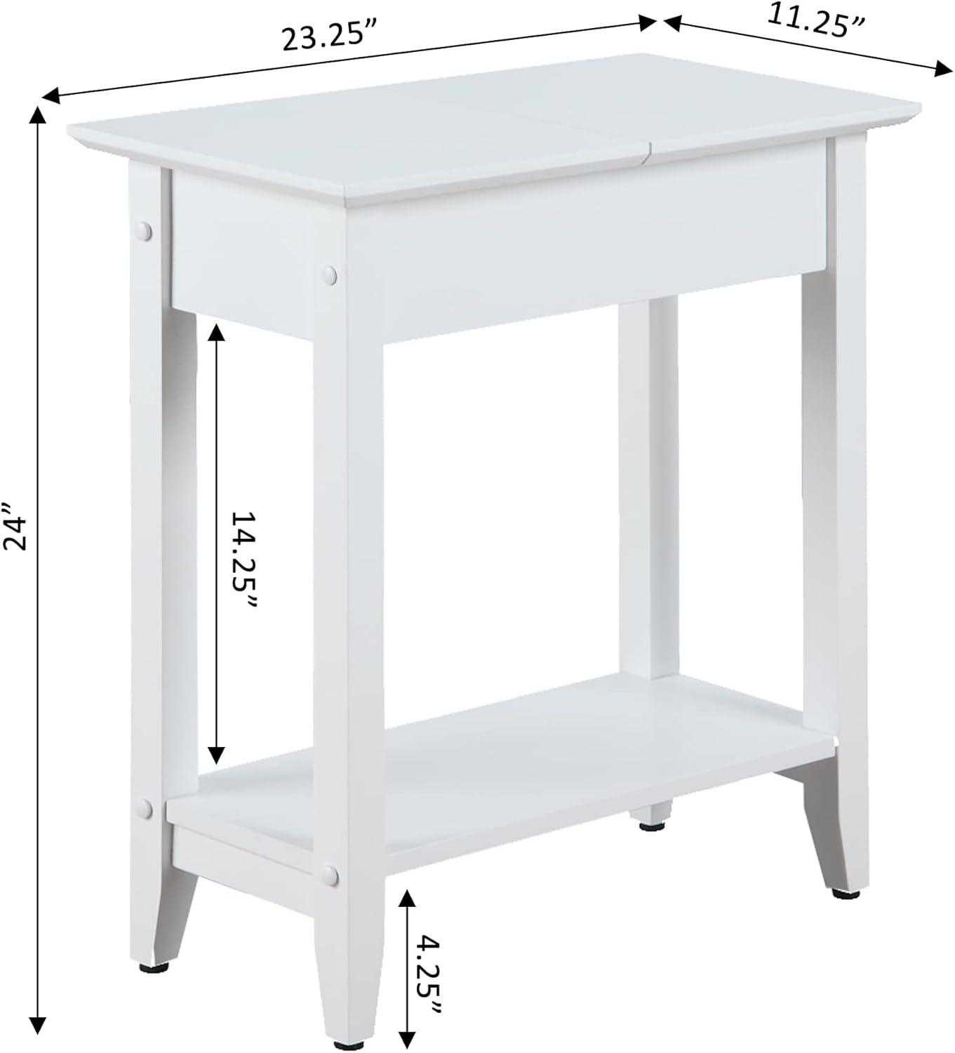 Convenience Concepts American Heritage Flip Top End Table with Shelf, White