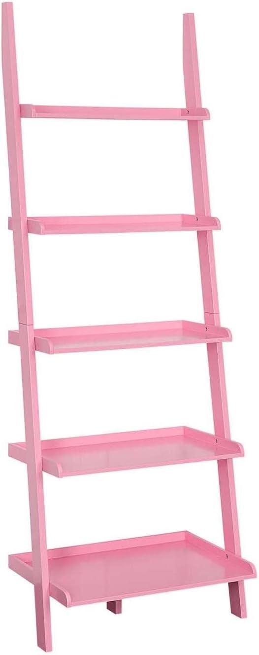 American Heritage Light Pink 5-Tier Wooden Ladder Bookshelf