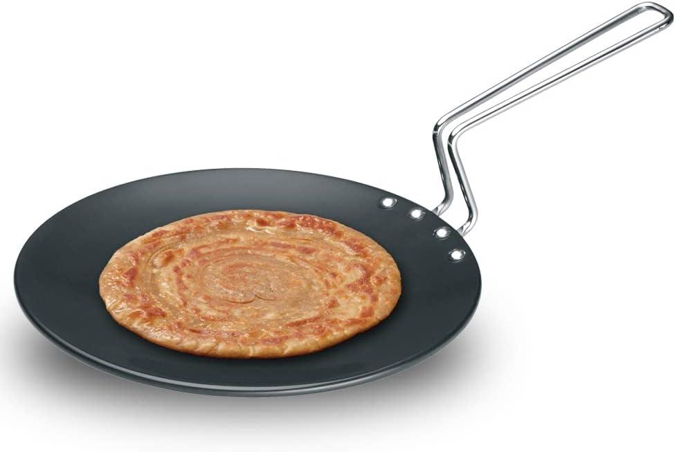 Hawkins Futura Hard Anodized Concave Tava Griddle with Steel Handle: Gas Compatible, Aluminum Surface, Hand Wash