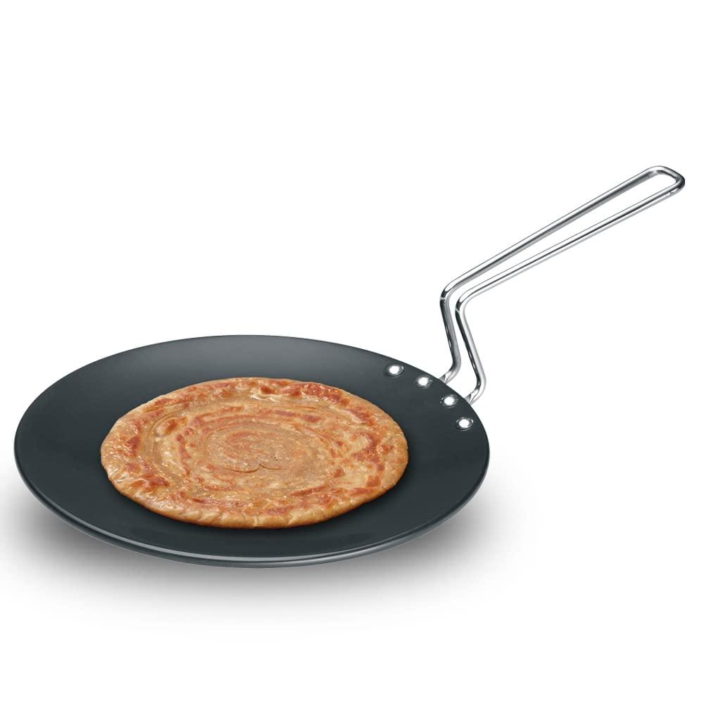 Hawkins Futura Hard Anodized Concave Tava Griddle with Steel Handle: Gas Compatible, Aluminum Surface, Hand Wash