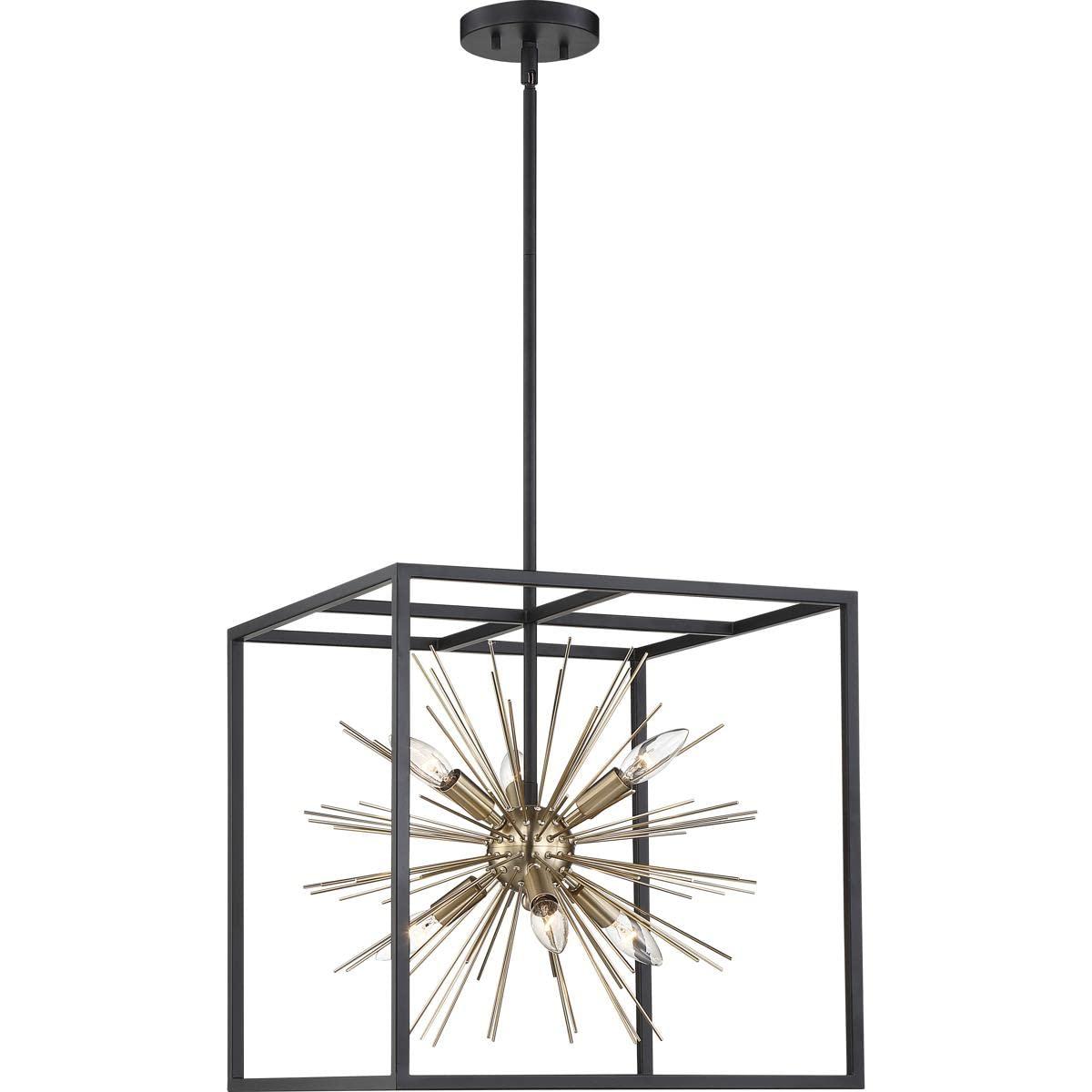 Nuvo 60/6730 Spirefly 6 Light Pendant Fixture,Matte Black