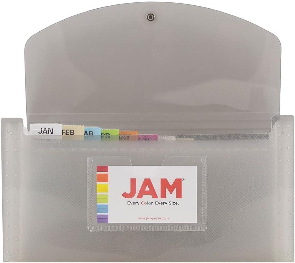 JAM Paper Accordion Folders, 13 Pocket Plastic Expanding File, 5 x 10 1/2, Smoke Grey