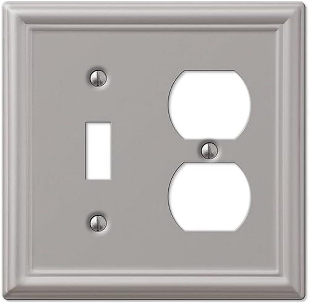 Amerelle 149TDBN Chelsea Wallplate, 1 Toggle / 1 Duplex, Steel, Brushed Nickel, 1-Pack