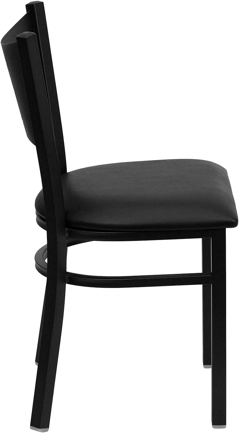 Black Metal Coffee Back Upholstered Dining Side Chair Set