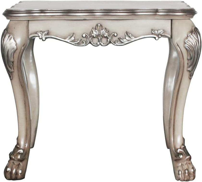 28" Dresden Coffee Table Vintage Bone White - Acme Furniture: Claw Feet, Carved Details