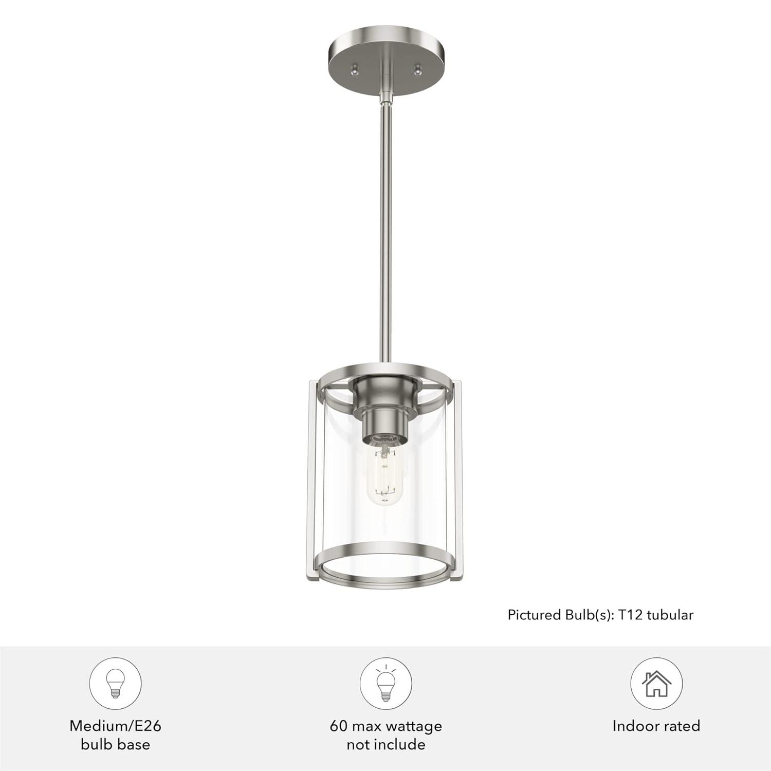 Astwood Clear Glass Mini Pendant Ceiling Light Fixture Matte Black - Hunter Fan: UL Listed, Adjustable Height