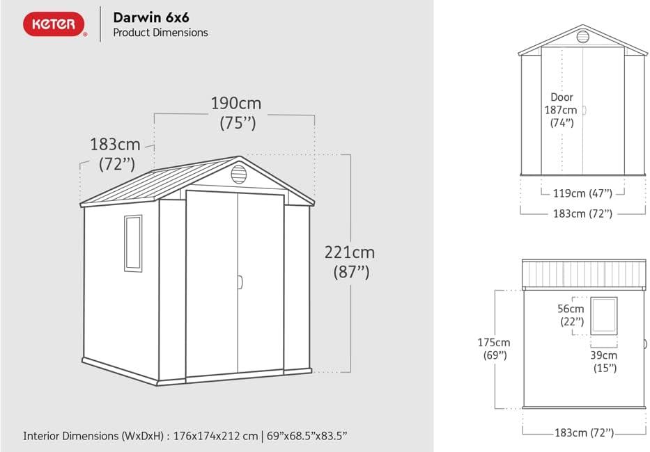 Keter Darwin 6 x 6 ft Brown Resin Storage Shed with Window