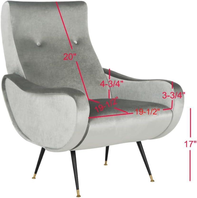 SAFAVIEH Elicia Velvet Retro Mid Century Accent Chair, Light Grey