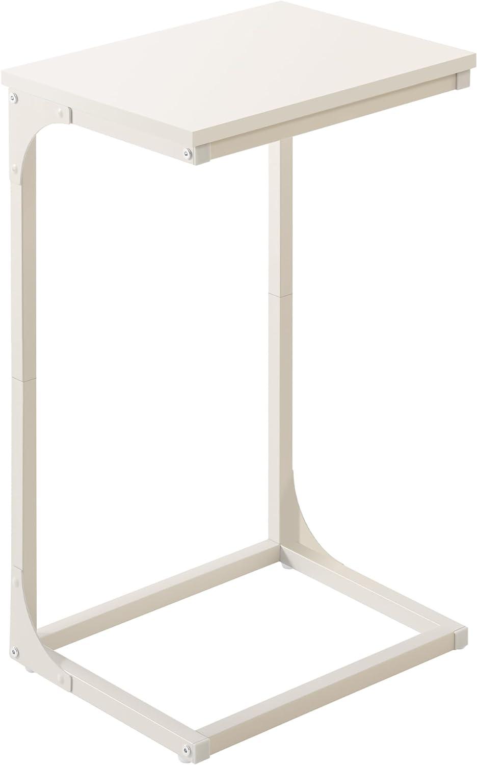 Cream White C-Shaped Metal Frame End Table