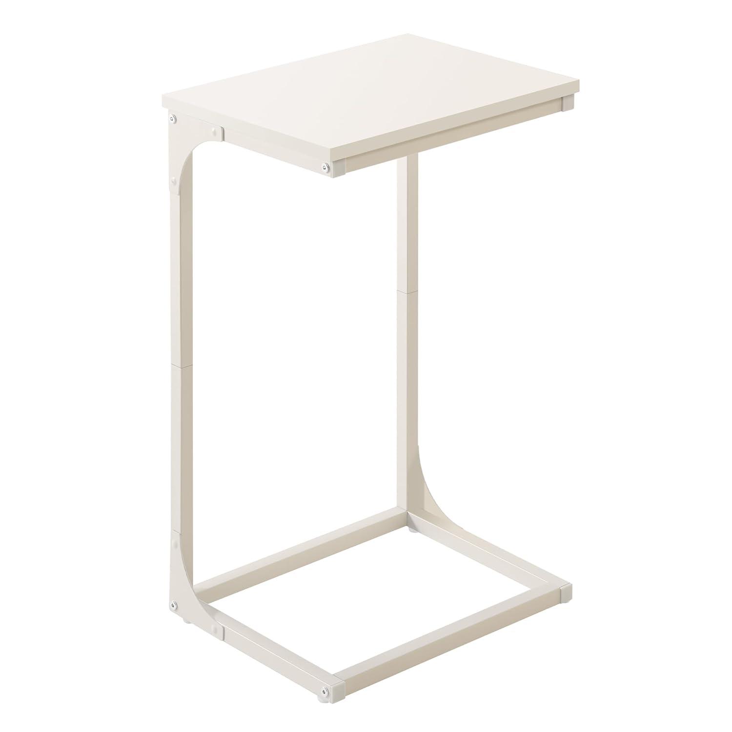 VASAGLE C-Shaped End Table, Side Table for Sofa, Couch Table with Metal Frame, Small TV Tray Table for Living Room, Bedroom, Cream White
