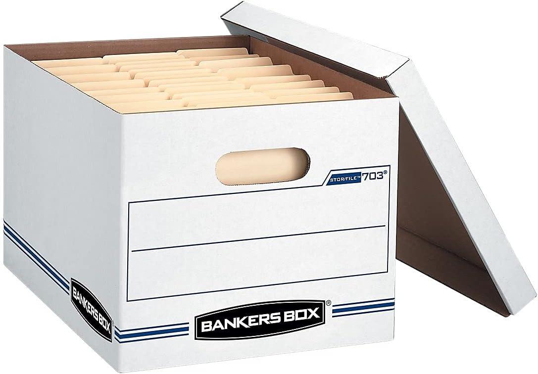 Bankers Box STOR/FILE Storage Box Letter/Legal Lift-off Lid White/Blue 12/Carton 00703