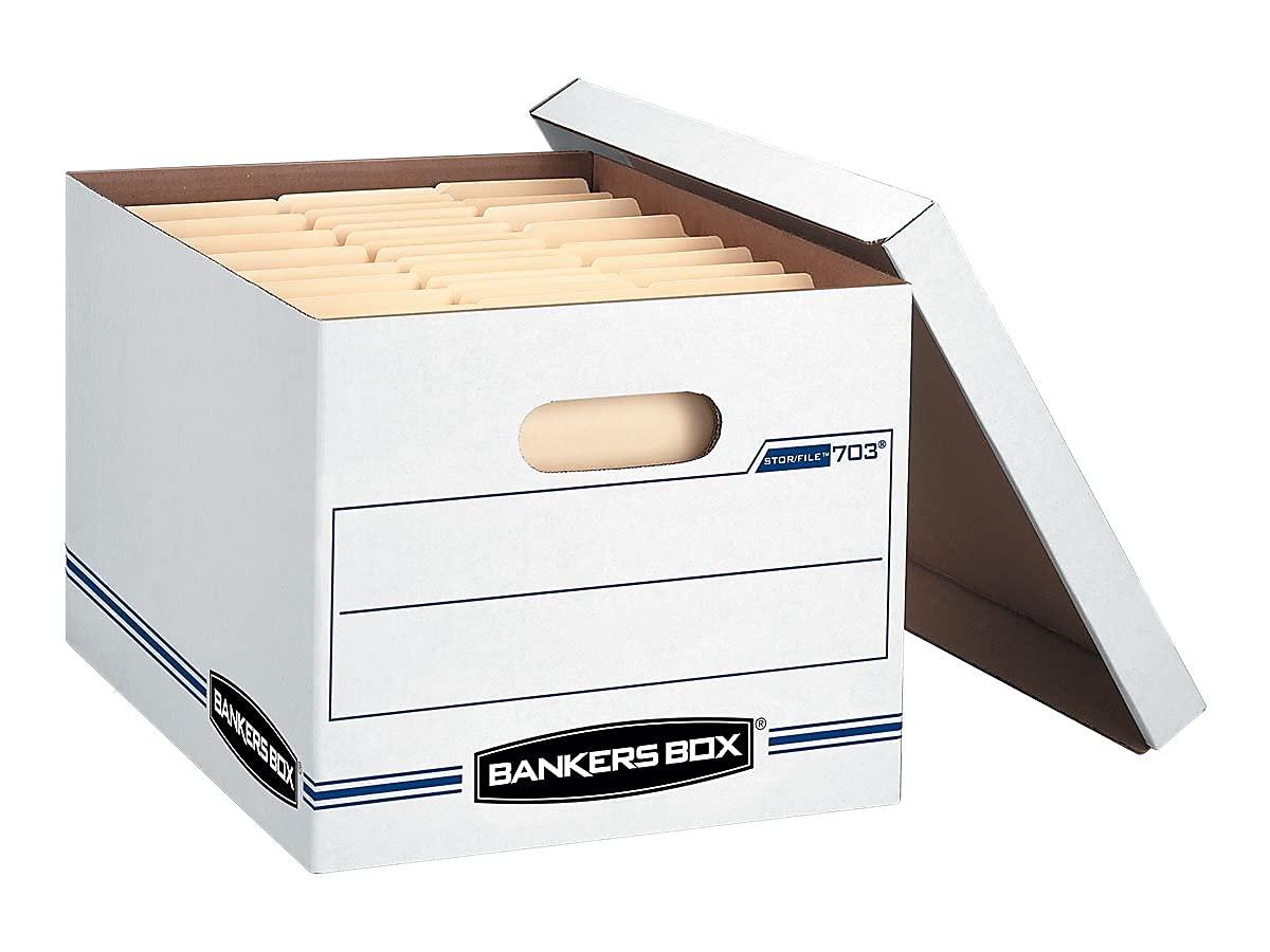 Bankers Box® Stor/File Box w/Lid & Handle, Ltr/Lgl, 12 x 15 x 10, WE/Blue, 12/Ctn
