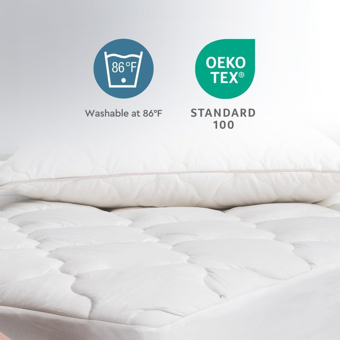 Full Size Ecru Wool Mattress Protector with Cotton Cover