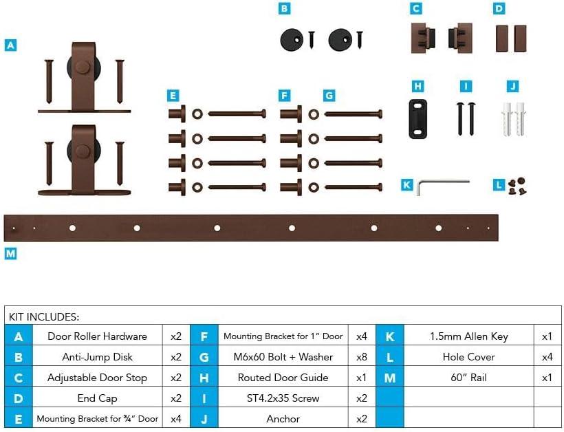 American Pro Decor Solid Steel Mini Sliding Rolling Barn Door Hardware Kit for Single Wood Doors