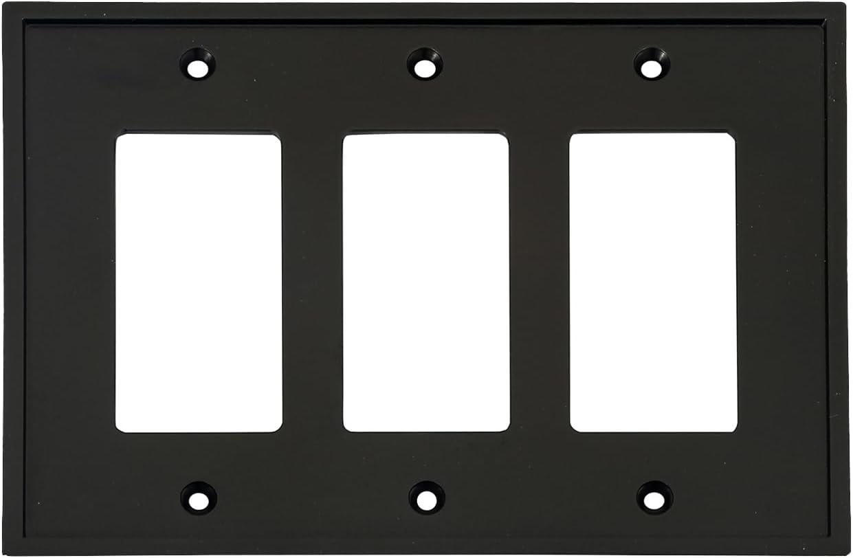 Matte Black Triple Gang Modern Wall Plate Cover
