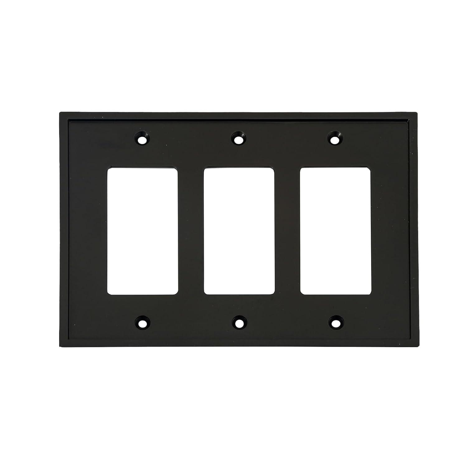 Matte Black Triple Gang Modern Wall Plate Cover