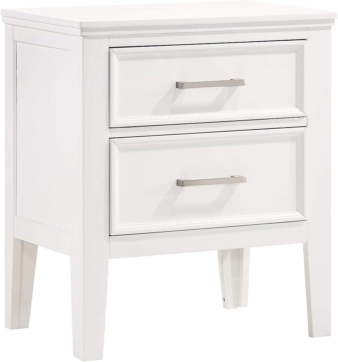 New Classic Furniture Andover Wood Nightstand with 2 Drawers in White