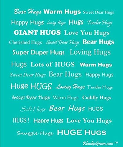BlankieGram “Hugs” Plush Throw Blanketspired Gift Ideas for The Entire Family, Comfort Gifts, Teal