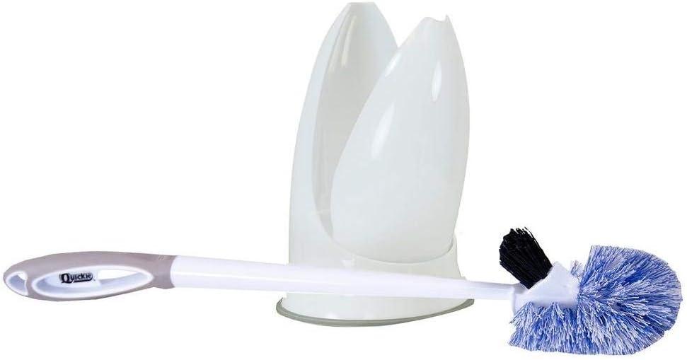 White Plastic and Rubber Toilet Brush with Caddy