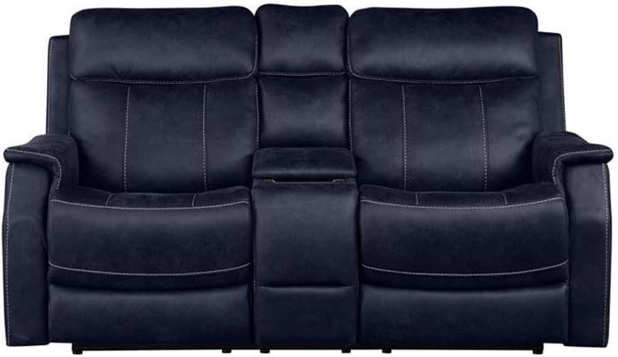 Ocean Blue Faux Leather Power Reclining Loveseat with Storage