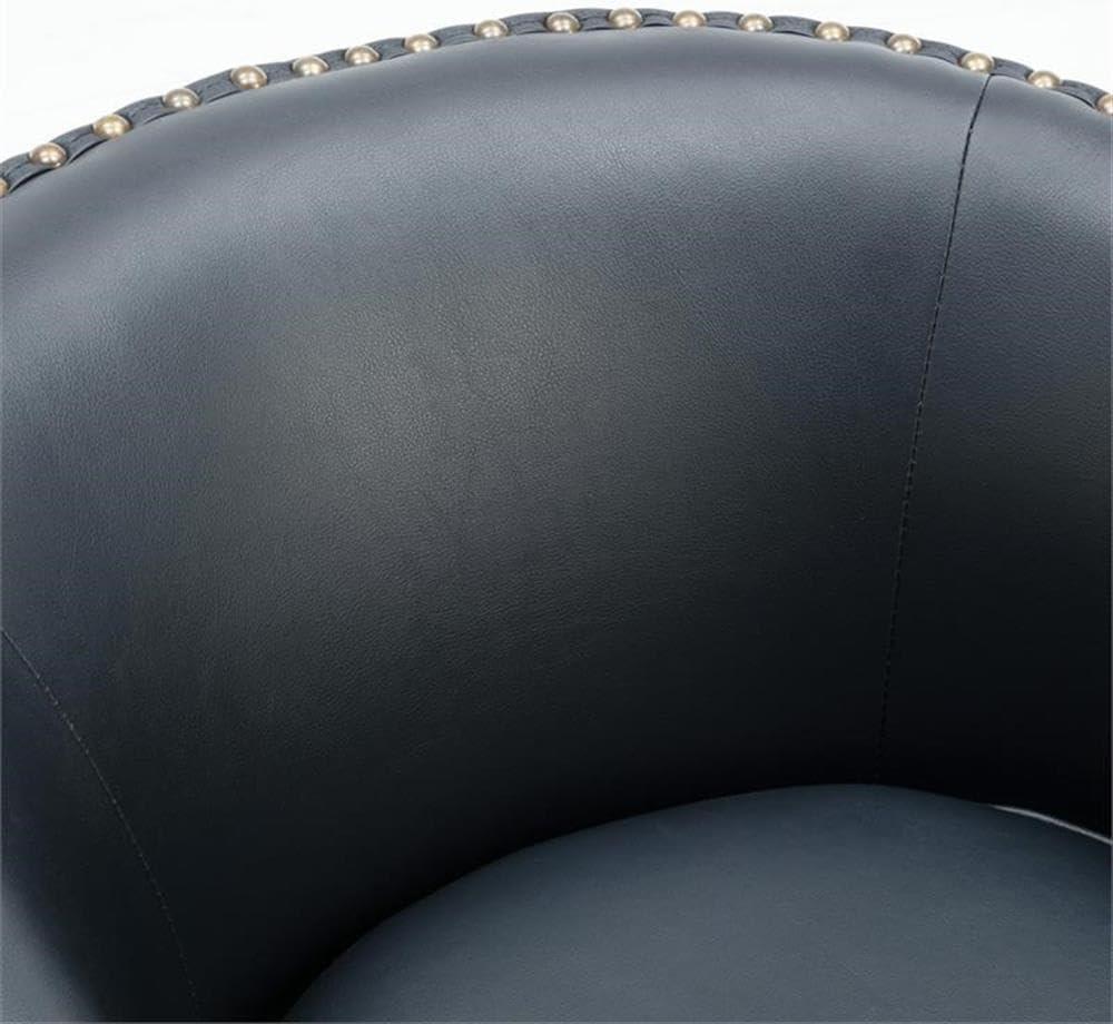 Comfort Pointe Tyler Swivel Arm Chair Midnight Blue: Upholstered, Nailhead Trim, Foam Filled, Wood Frame
