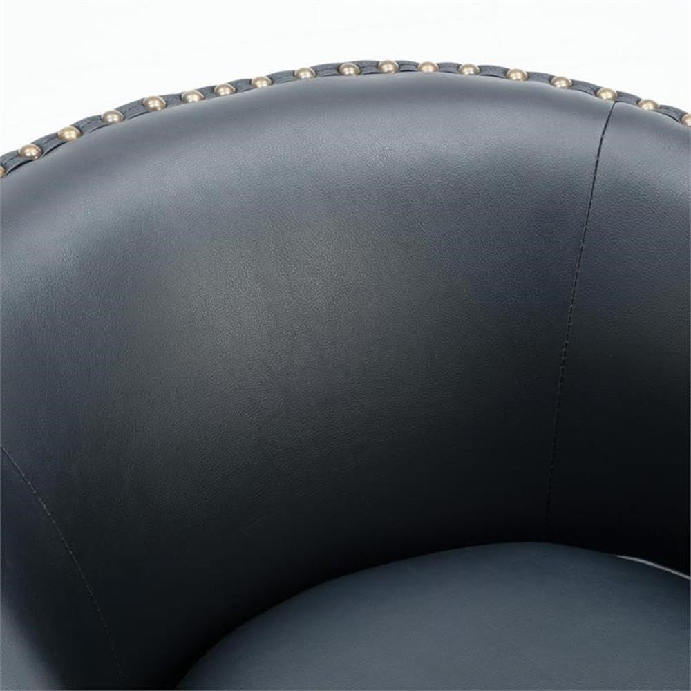 Comfort Pointe Tyler Swivel Arm Chair Midnight Blue: Upholstered, Nailhead Trim, Foam Filled, Wood Frame