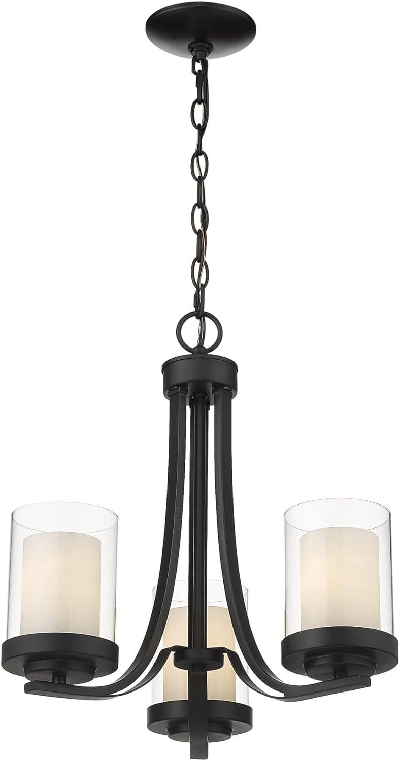 Willow Matte Black 3-Light Chandelier with White Glass Shades