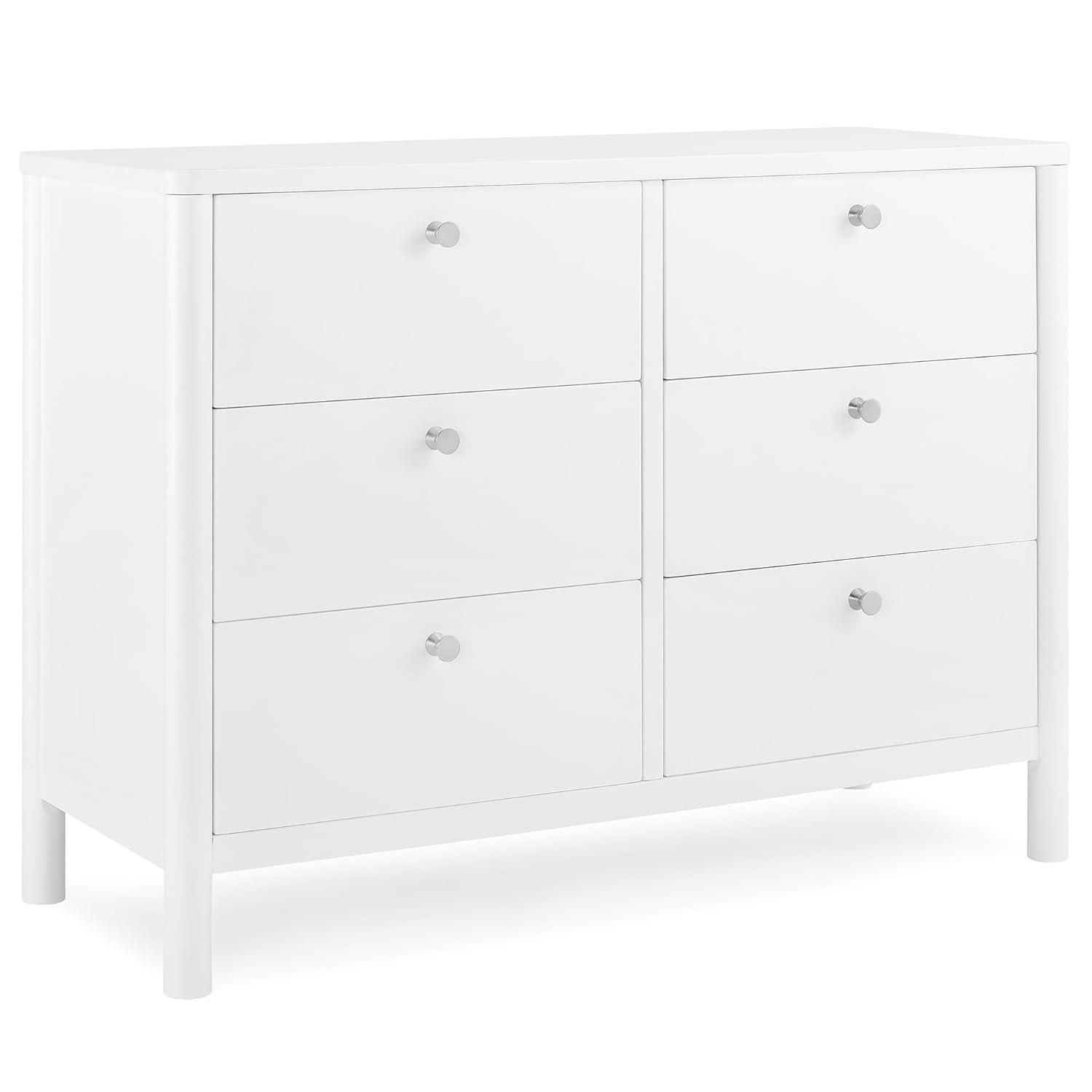 Delta Children Delta Children Brooks 6 Drawer Dresser With Interlocking Drawers (Includes 3 Sets Of Knobs – Choose From Natural, Brushed Nickel & Melted Bronze), Bianca
