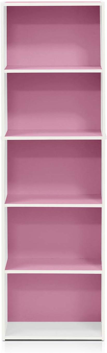 Furinno 5 Cube Reversible Storage Bookcase Open Shelf Organzier Horizontal Vertical,Pink