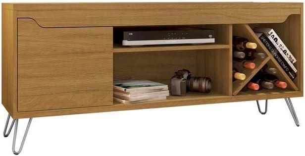 Baxter Mid-Century- Modern TV Stand with Wine Rack in Cinnamon, 23.03 x 53.54 x 14.17 in.