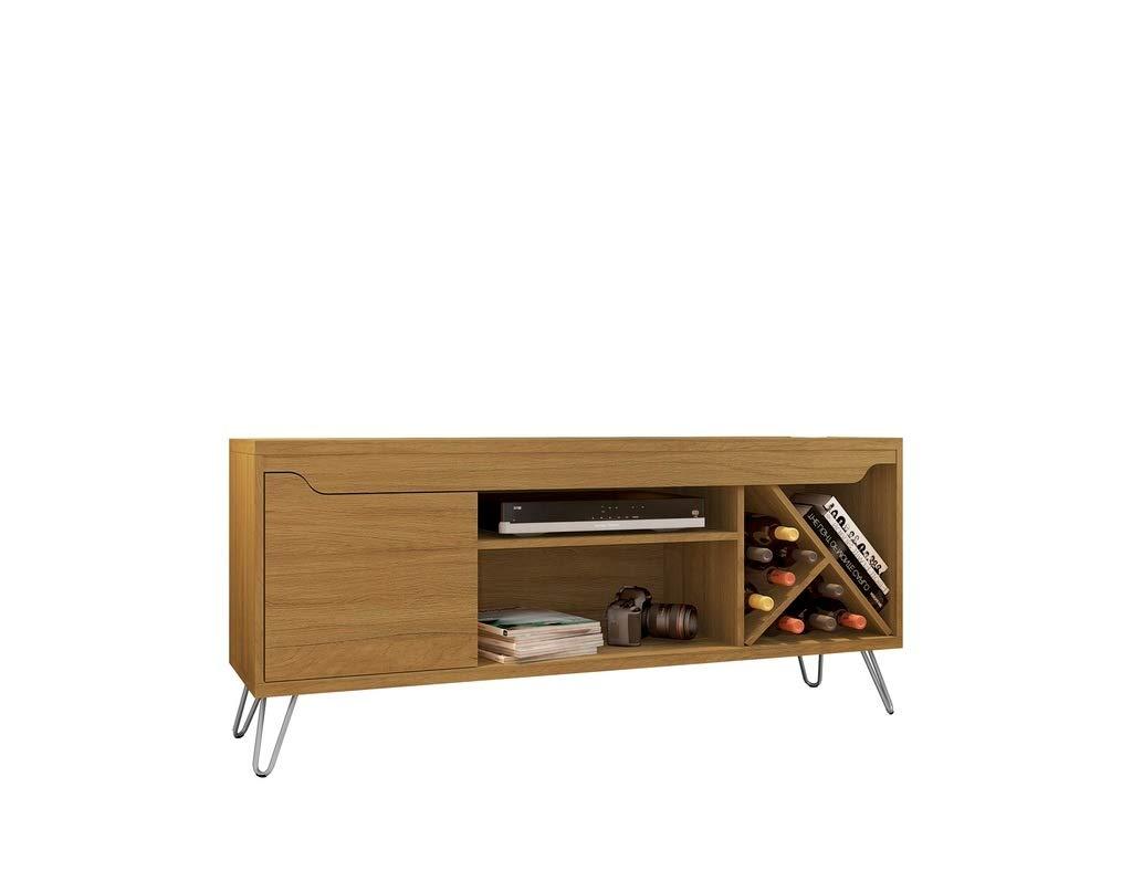 Baxter Mid-Century- Modern TV Stand with Wine Rack in Cinnamon, 23.03 x 53.54 x 14.17 in.
