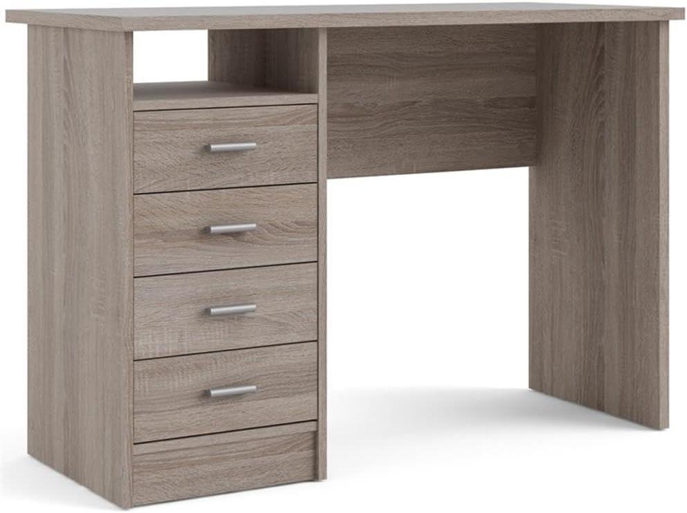 Tvilum Warner 4 Drawer Office Desk with 1 Shelf for Adults, Truffle