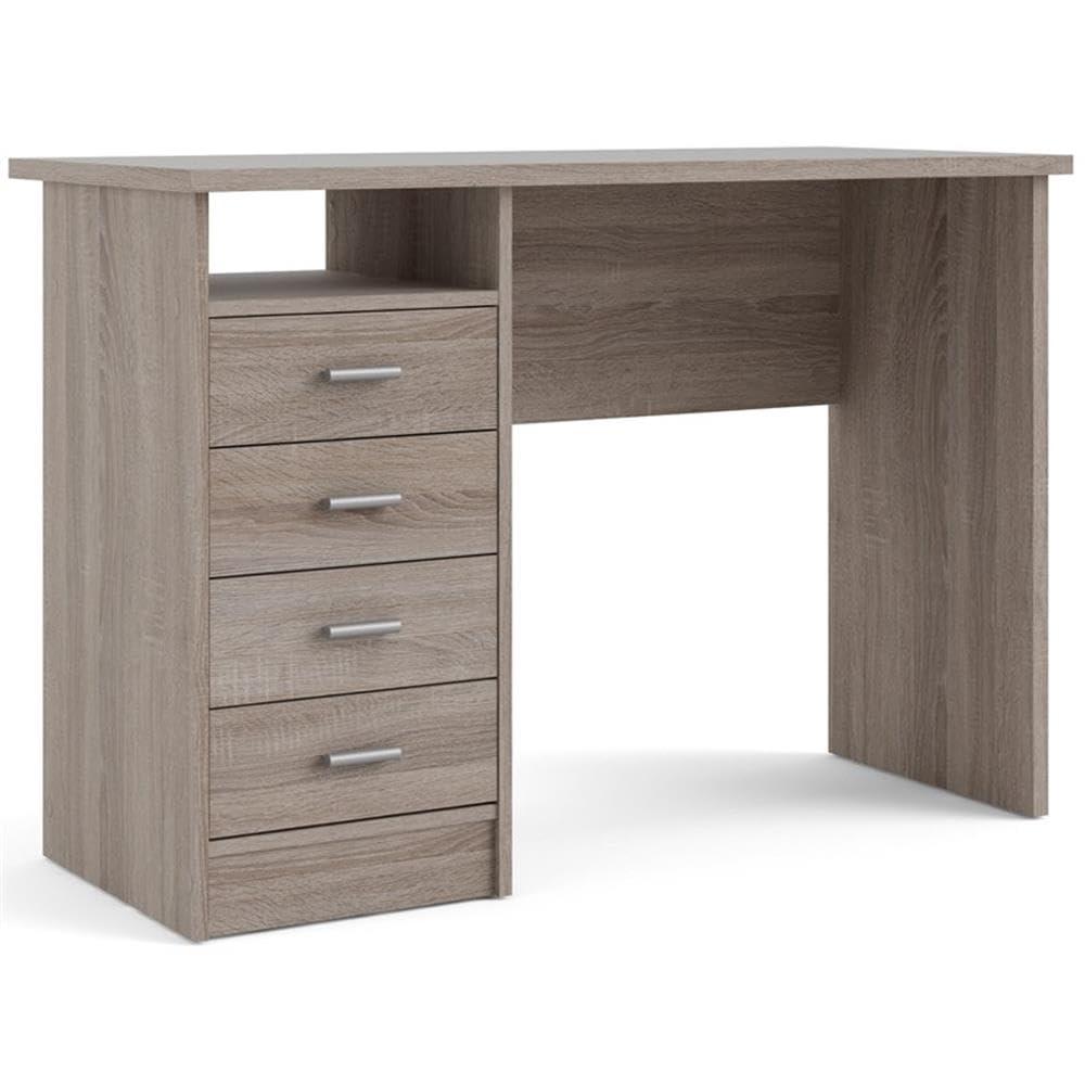Tvilum Warner 4 Drawer Office Desk with 1 Shelf for Adults, Truffle