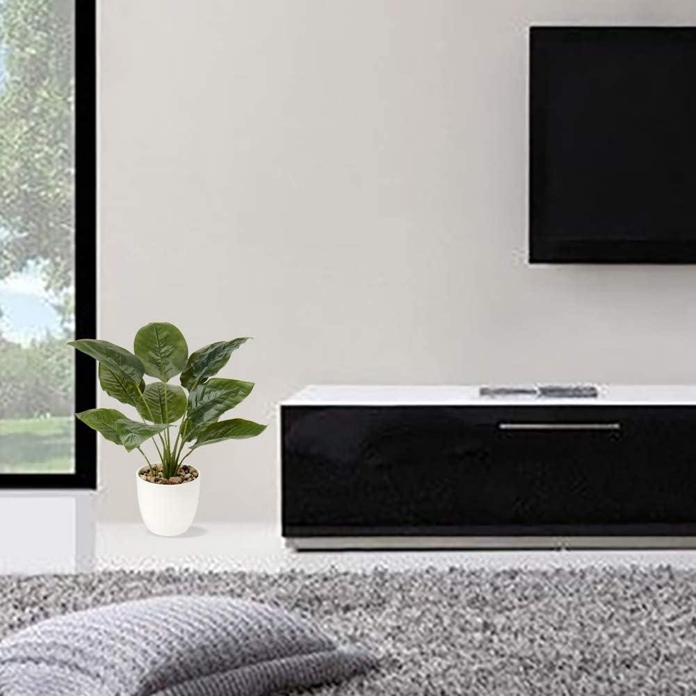 18"Fake Potted Plant Artificial Canna Plants Floor Tropical Plants with White Pot Indoor Home Decor