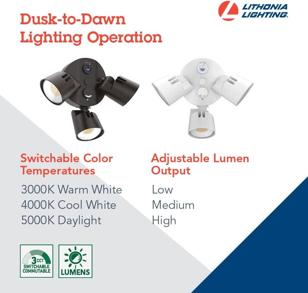 Lithonia Lighting 3 - Head Hardwired Dusk to Dawn Outdoor Security Flood Light