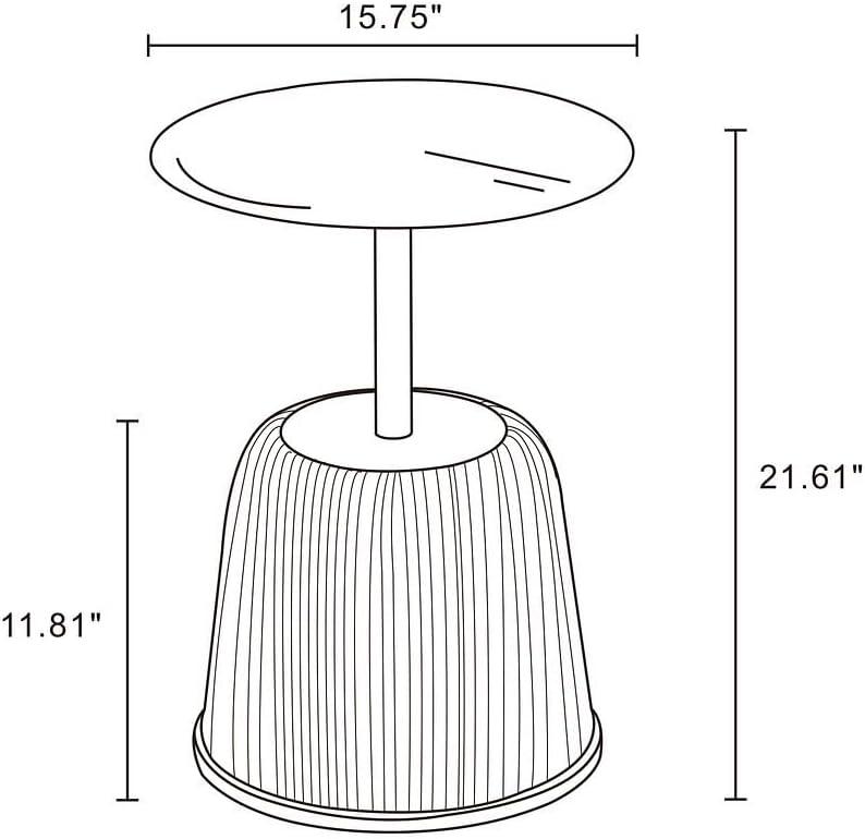Manhattan Comfort Anderson Modern Leatherette Upholstered End Table with Gold Tabletop Cream: Round, No Assembly, Stainless Steel