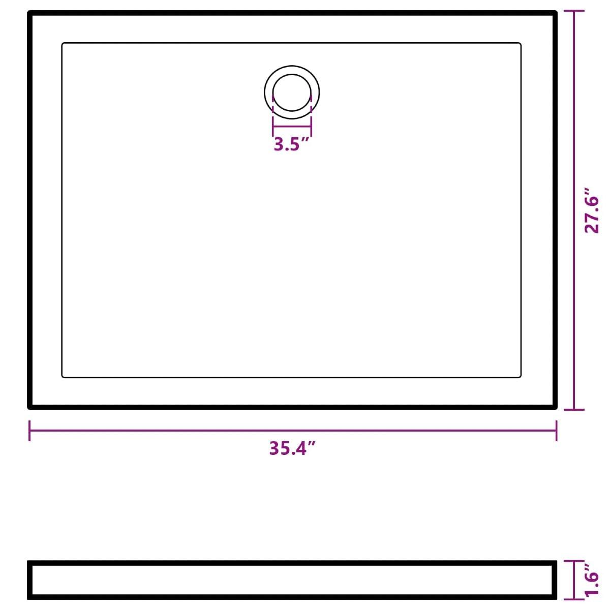 vidaXL Shower Base Tray, Non-slip Bathroom Shower Pan, Reinforced ABS