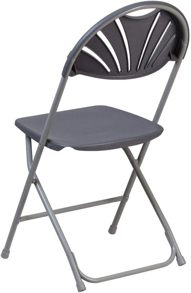 Charcoal Fan Back Plastic Folding Chair Duo, 650 lb. Capacity