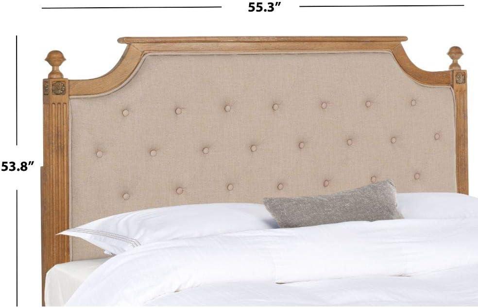 Beige Tufted Linen Upholstered Full Headboard