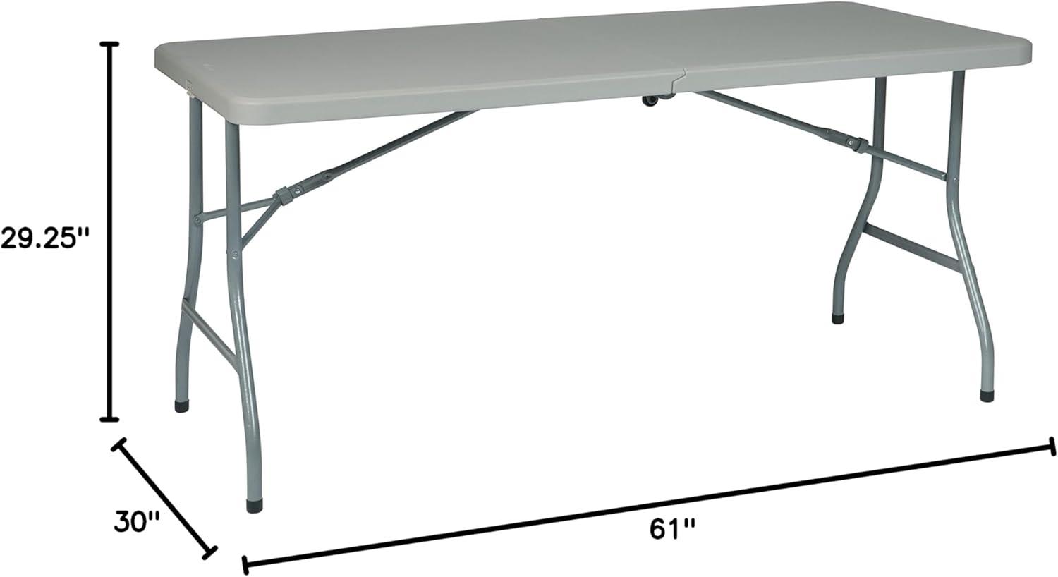 5 foot Light Gray Resin Multi Purpose Center Fold Table with Wheels