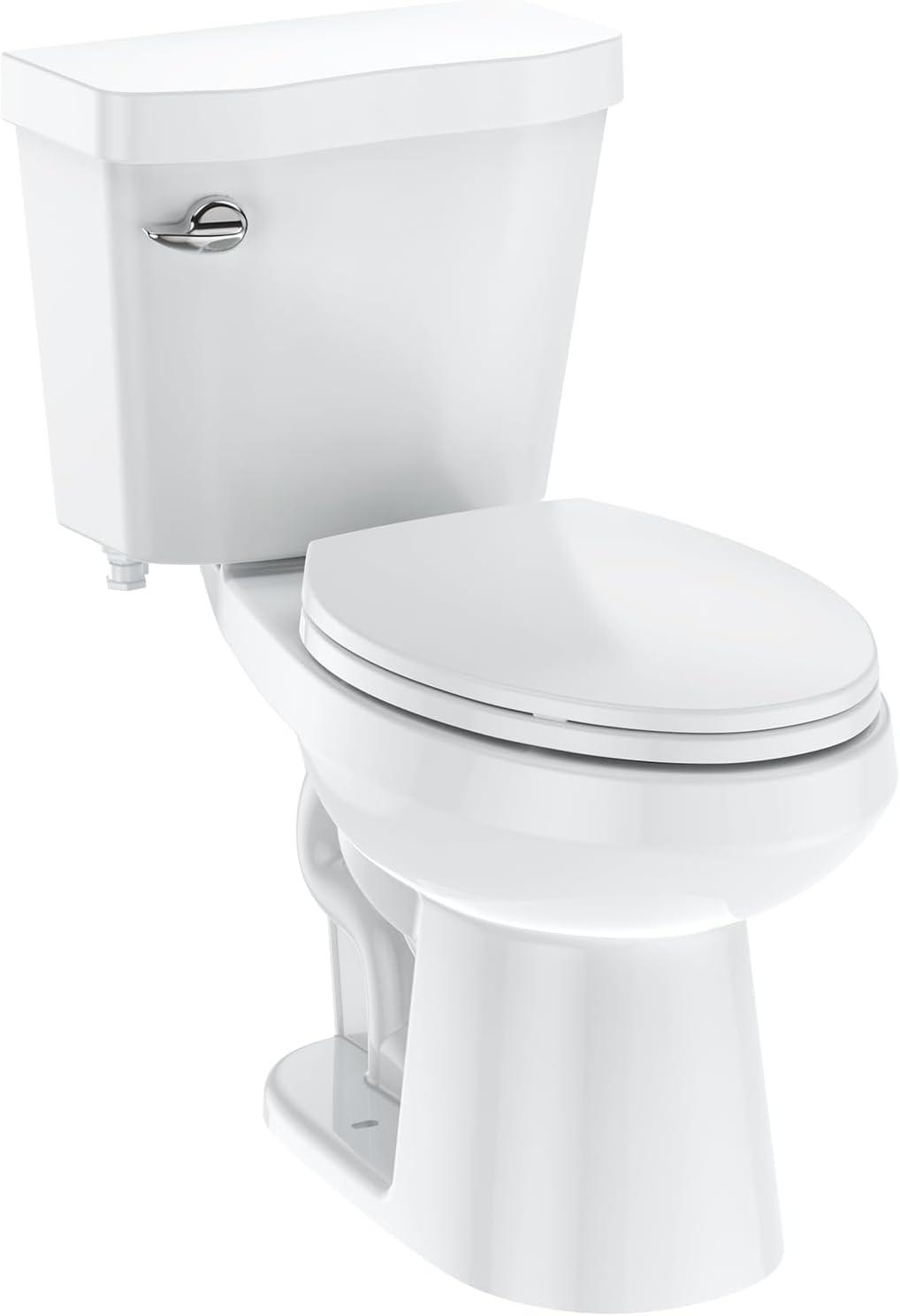 White Ceramic Two-Piece Elongated ADA Height Toilet