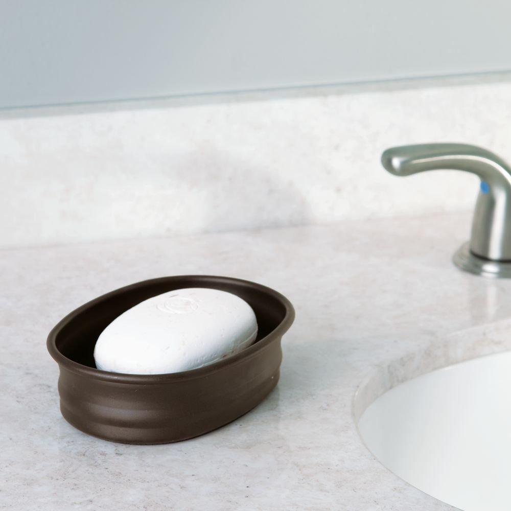 InterDesign Olivia Bar Soap Dish for Bathroom Vanities, Kitchen Sink, Bronze