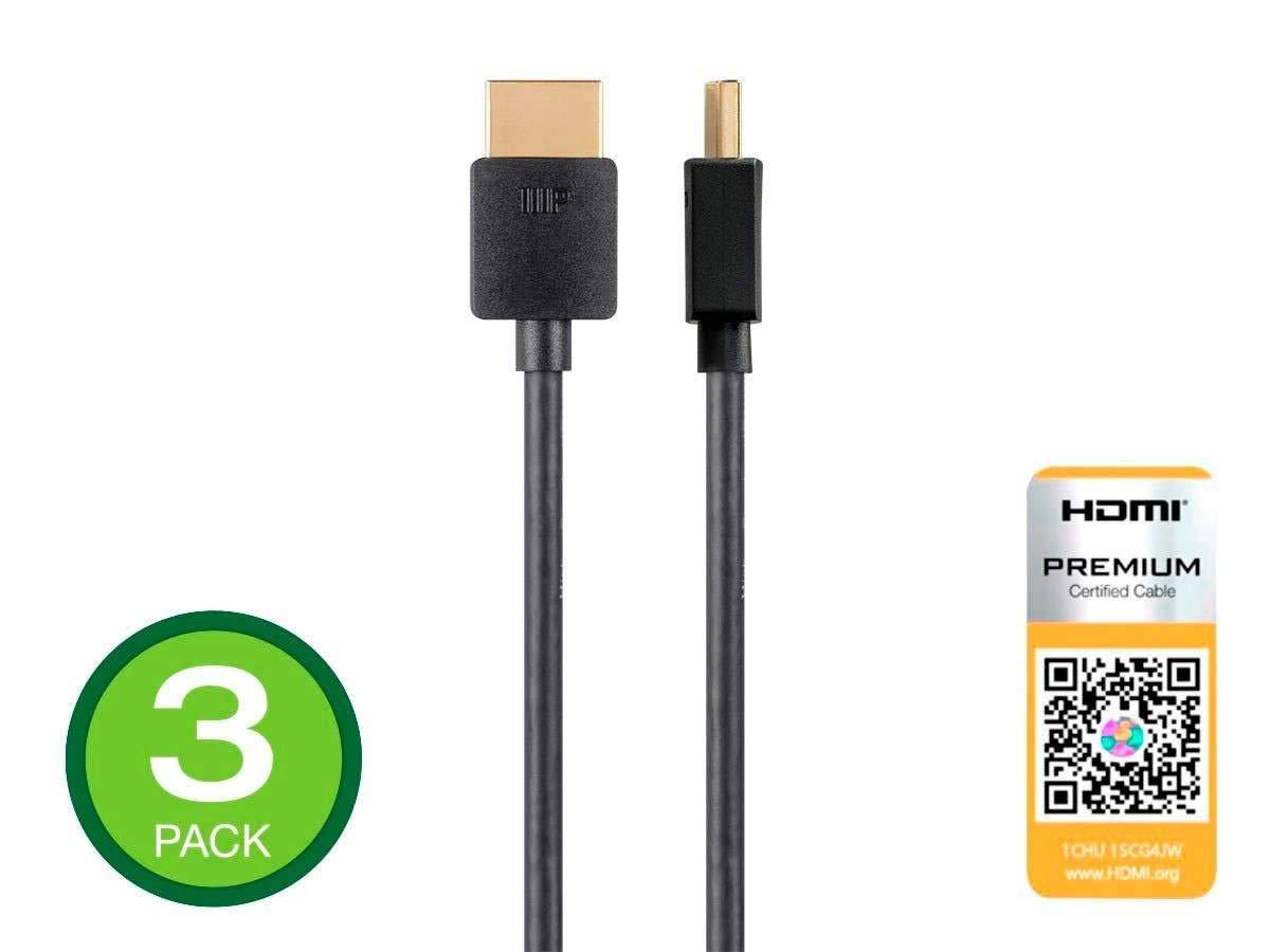 Monoprice HDMI Cable - 1 Feet - Black| Certified Premium, 4K@60Hz, HDR, 18Gbps, 36AWG, YUV, 4:4:4, Compatible with UHD TV and More - Ultra Slim Series